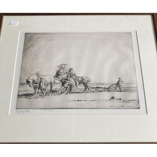 189 - Frederick Albert Slocombe (1847-1920): Etching, ladies working in the field, framed and glazed, date... 