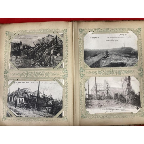 209 - Postcards: French WWI postcards in album many dated 1916, some showing destruction and war ordnance.... 