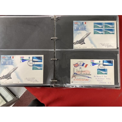 215 - Stamps: Concorde commemorative covers in three looseleaf albums, many first day covers of landmark e... 