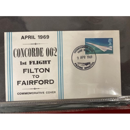 215 - Stamps: Concorde commemorative covers in three looseleaf albums, many first day covers of landmark e... 