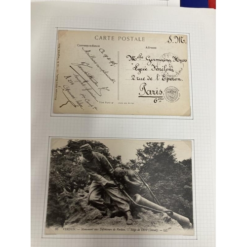 219 - Postcards & Stamps: Four albums containing World covers and cards with a military theme. Plus four a... 