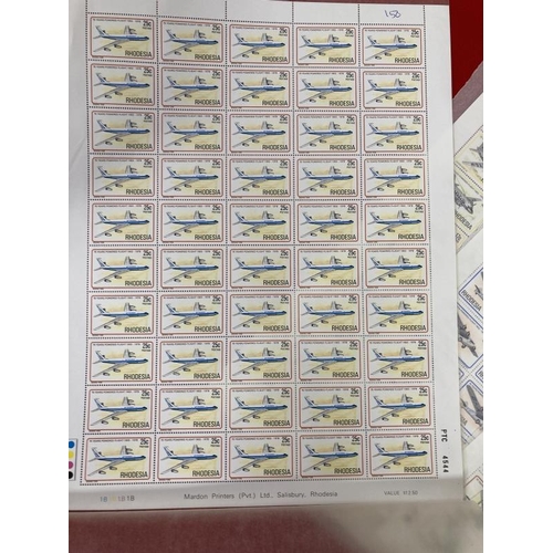 233 - Stamps: Commonwealth, Rhodesia, history f flight 1978, SG570 - SG575, mint unhinged, six sheets of f... 