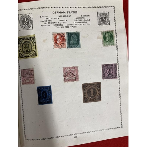 235 - Stamps: The Triumph illustrated album, good schoolchild collection of mainly used World stamps. Plus... 