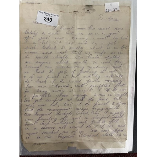 240 - World War One: A superb collection of letters written from the trenches by Sapper Thomas Winter of W... 