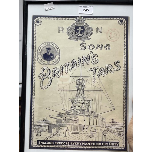 245 - Royal Navy/Militaria: H.M.S. Hood song sheet England Expects Every Man to Do His Duty, plus *Supplem... 