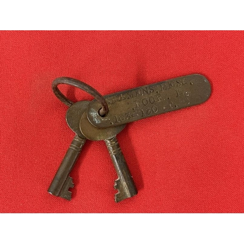 248 - Militaria/Royal Navy: Set of three keys from the Battleship H.M.S. King George V, for door one of th... 