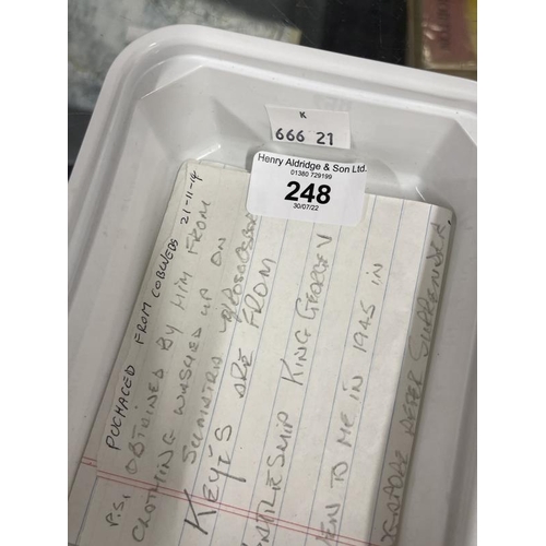 248 - Militaria/Royal Navy: Set of three keys from the Battleship H.M.S. King George V, for door one of th... 