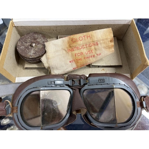 258 - Militaria: Original WWII RAF Lancaster Bomber Crew MK8 flying goggles belonging to Sgt Arthur Patmor... 