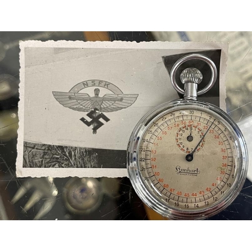 260 - Third Reich/Militaria: Rare National Socialist Flyers Corps stopwatch engraved on reverse N.S.F.K GR... 