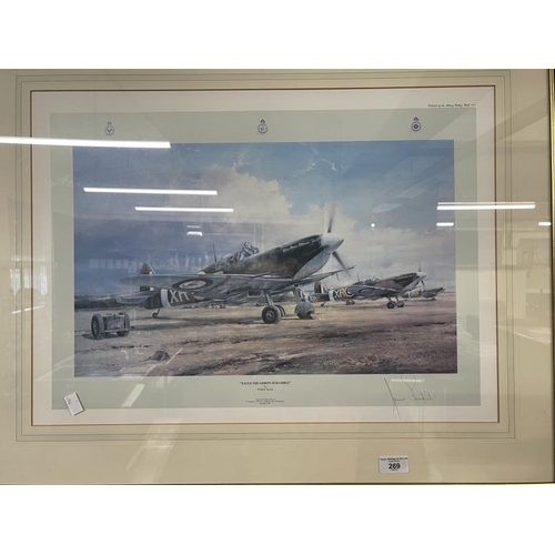 269 - Prints: Eagle Squadron Scramble by Robert Taylor signed by pilot Col. James Goodson. 24ins. x 17ins.