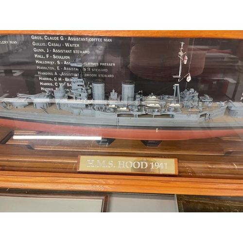 273 - Royal Navy: H.M.S. Hood cased model. 31ins.