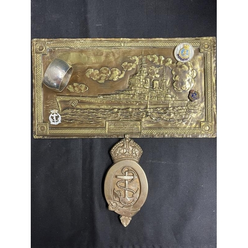 276 - Militaria/Royal Navy: H.M.S. King George V bas-relief souvenir. 12ins. H.M.S. Ark Royal mother of pe... 