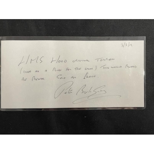 277 - Militaria/Royal Navy/Bismarck: A cast H.M.S. Hood 6ins Tampion central device surrounded by rope gro... 