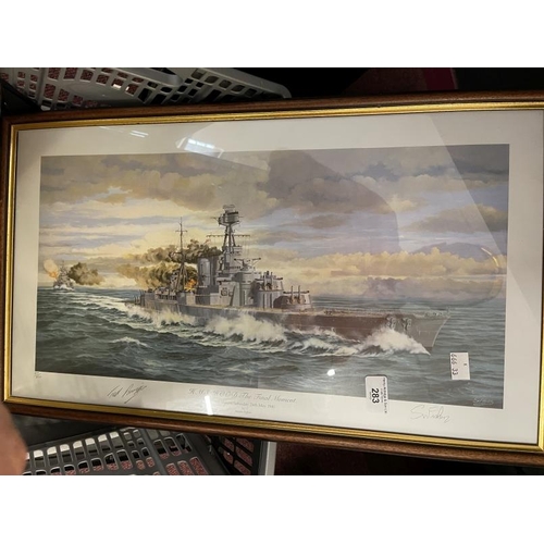 283 - Royal Navy: Mixed lot of Hood and Bismarck related reproduction items including Bismarck cap tally, ... 