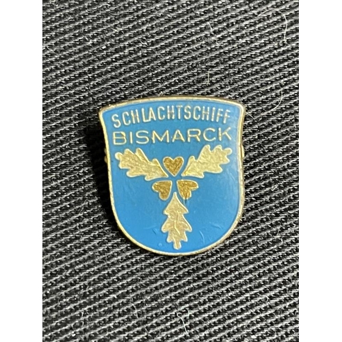 287 - Militaria/Third Reich: Extremely rare enamel Bismarck lapel badge possibly a launch souvenir or an i... 