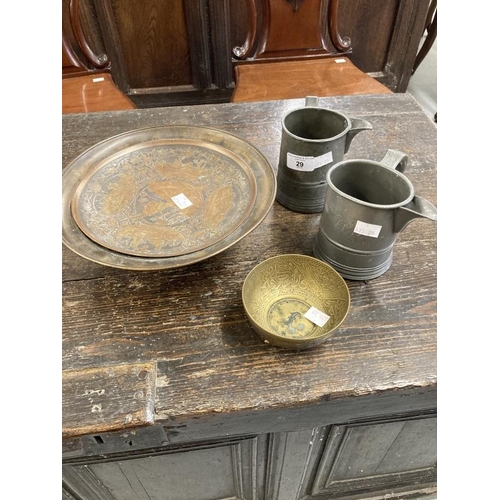 29 - 19th cent. Metalware: Gilt bronze Tazza with embossed inset to centre showing scenes from Aesop's Fa... 