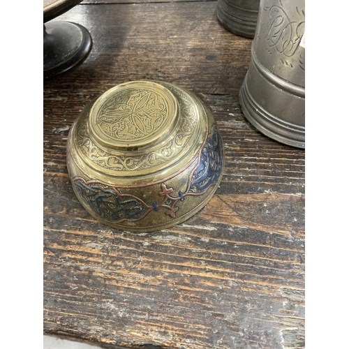 29 - 19th cent. Metalware: Gilt bronze Tazza with embossed inset to centre showing scenes from Aesop's Fa... 