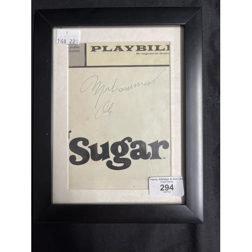 294 - Boxing: 1972 'Sugar' playbill signed by 'The Greatest' Muhammad Ali. 6½ins. x 4½ins.