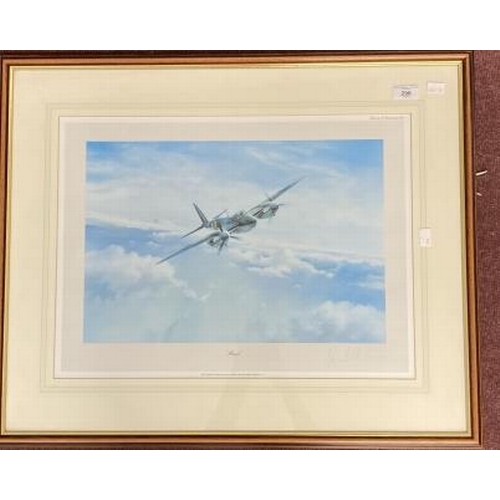 296 - Prints: Mosquito by Robert Taylor signed by Leonard Cheshire V.C. 21ins. x 16ins. Cold War Intercept... 