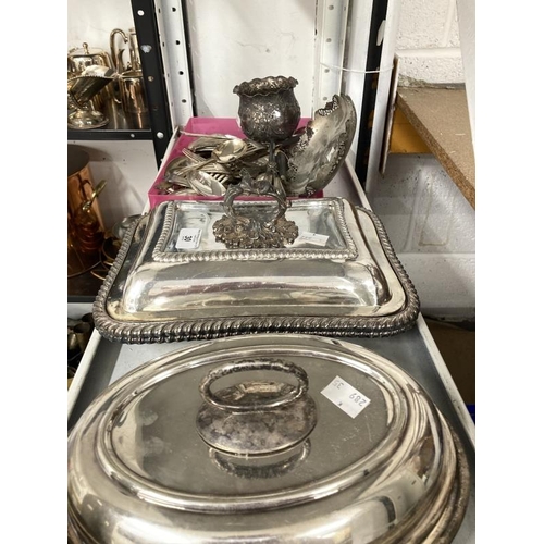 30 - 19th/20th cent. Silver plated flatware, vegetable dishes, bowl and grade spoons.