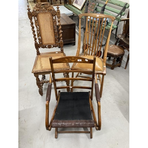 44 - 19th/20th cent. Carolean revival heavily carved oak chair with barley twist uprights and back legs, ... 