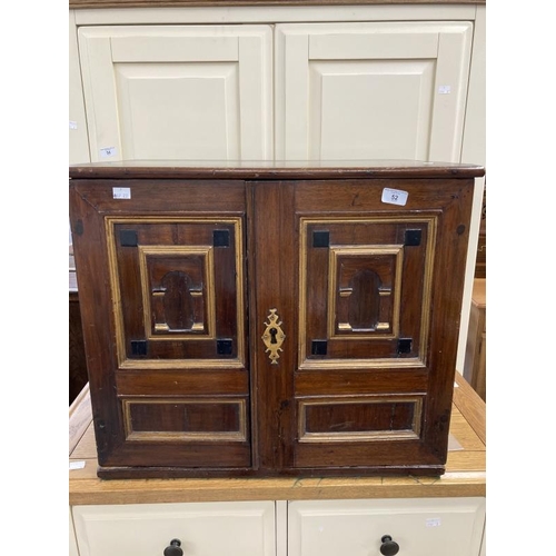 52 - 18th cent. Continental table cabinet with later adaptations, the two doors with arched panels ebony ... 