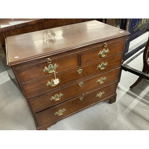 109 - 19th cent. Mahogany two over three chest of drawers with a brushing slide above, on bracket supports... 