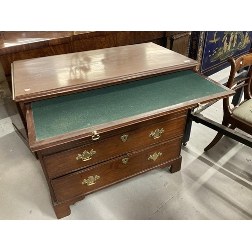 109 - 19th cent. Mahogany two over three chest of drawers with a brushing slide above, on bracket supports... 