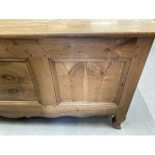 116 - 19th cent. Oak and elm oversize French coffer. 66ins. x 29ins. x 27ins.