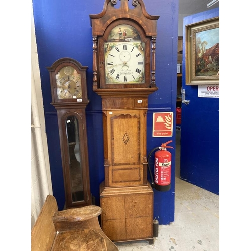 122 - Welsh Clocks: 19th cent. Oak and mahogany 30 hour longcase Thomas Jones, Ystradgynlais. 18ins painte... 