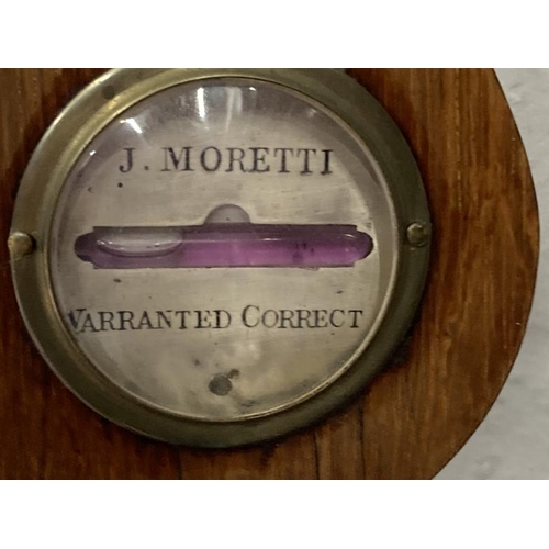 124 - Scientific Instruments: 19th cent. Rosewood banjo barometer signed J. Moretti. Dial 8ins. Height 38i... 