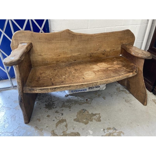 126 - 20th cent. Rustic elm two seater bench. 53ins. x 17ins. x 31ins.