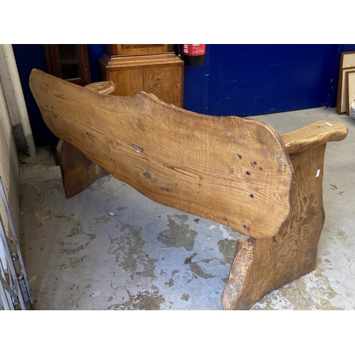 126 - 20th cent. Rustic elm two seater bench. 53ins. x 17ins. x 31ins.