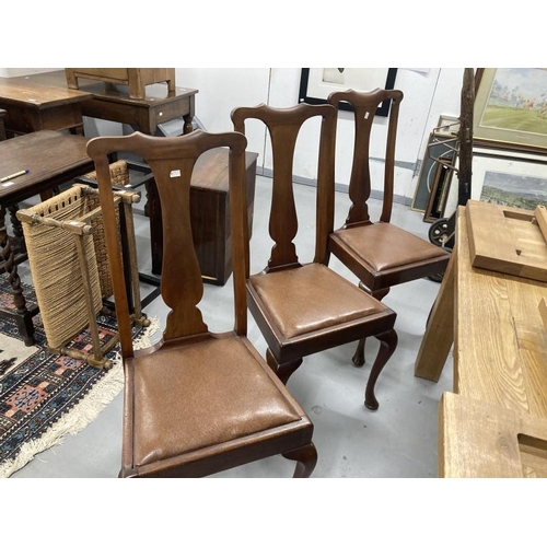 13 - 20th cent. Mahogany Queen Anne style dining chairs, drop in seats on cabriole legs. (6)