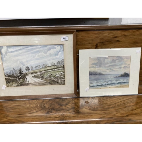 147 - F. H. Ayton: 20th cent. Watercolour on paper pastoral scene, signed bottom right, framed and glazed.... 