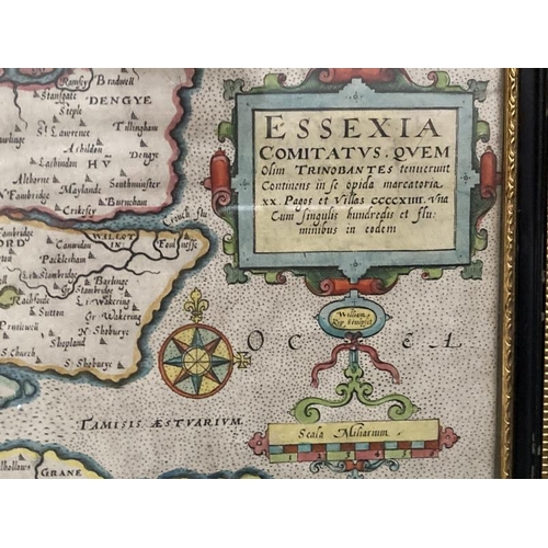 149A - Antiquarian Maps: Early 17th cent. Hand coloured map of Essex, unknown cartographer, annotated in La... 