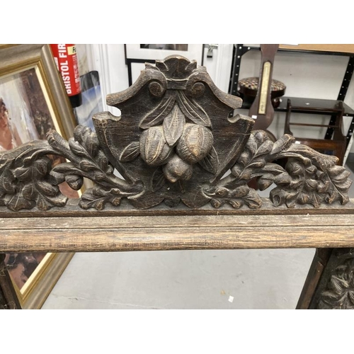 16 - 19th cent. Oak heavily carved Gothic fire screen. 28ins. x 40ins.