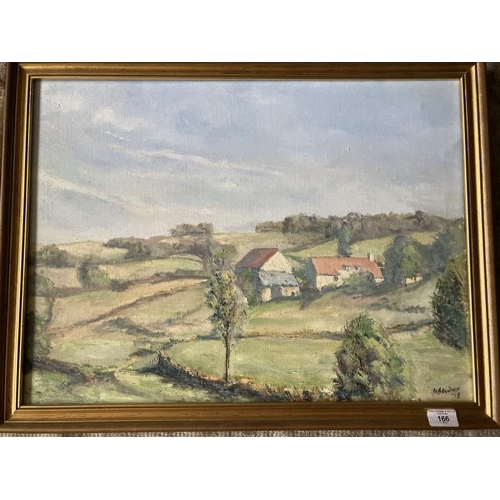 166 - 20th cent. Oil on canvas landscape with cottages, signed M. Boudier 78. 17ins. x 24ins.