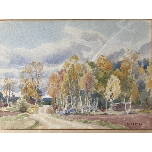 169 - Carl (Karl) Felkel (1896-1980): Watercolour on paper, 1949 'Autumn in Delsbo Sweden', signed bottom ... 