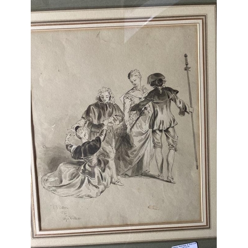 173 - Edmund Thomas Parris (1793-1873): Watercolour and pencil four figures, 11ins. x 9½ins. Another two f... 