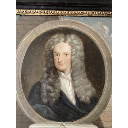 183 - After Charles Robert Leslie (1794-1859): Sir Isaac Newton oil on panel, signed on reverse of panel S... 