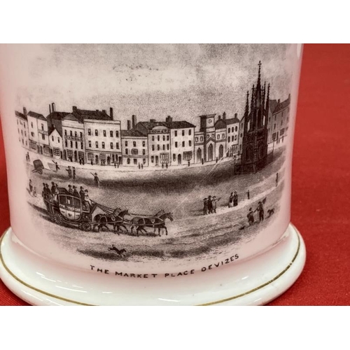 215 - Wiltshire/Devizes Interest: Extremely rare early 19th cent. Ceramic souvenir tankard depicting The M... 