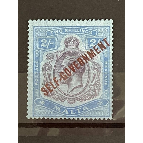 229 - Stamps: 19th and early 20th cent. Malta 1922 SG111 2/- purple and blue Self Government mint, never h... 