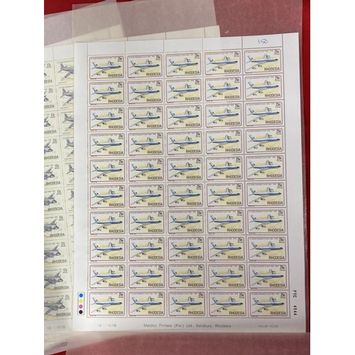 232 - Stamps: Commonwealth, Rhodesia, history f flight 1978, SG570 - SG575, mint unhinged, six sheets of f... 