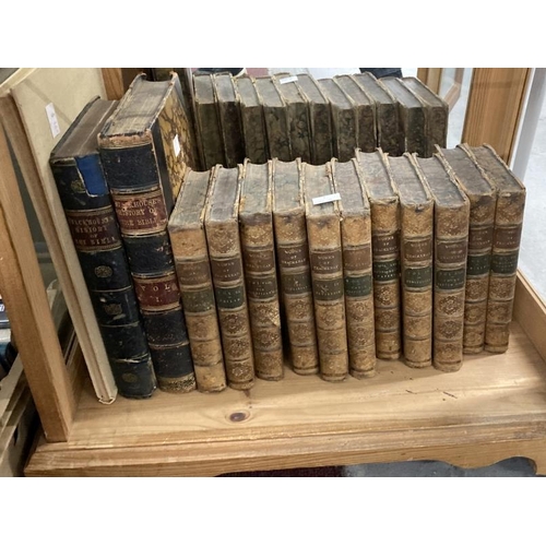 263 - Books: Mostly leather bound including eleven volumes of The Works of Thackeray 1889, two volumes of ... 