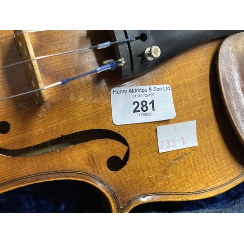 281 - Musical Instruments: 20th cent. Violin bearing label Antonius Stradivarius 1731, made in Czechoslova... 