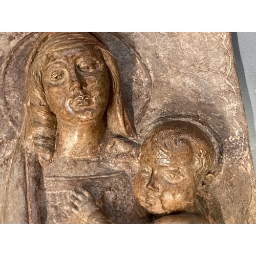 306 - Grand Tour: Della Robbia in the manner of. Terracotta plaque Madonna and Child , with restoration. 1... 