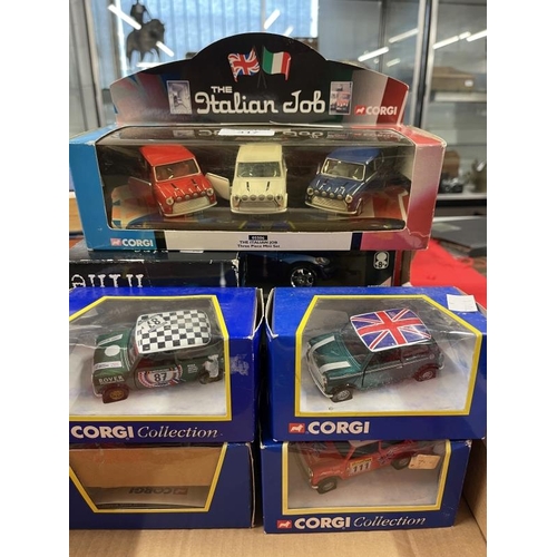 317 - Toys: Diecast cars, Corgi The Italian Job three piece Mini set, Corgi Mini 24hr Nurburgring, Corgi M... 