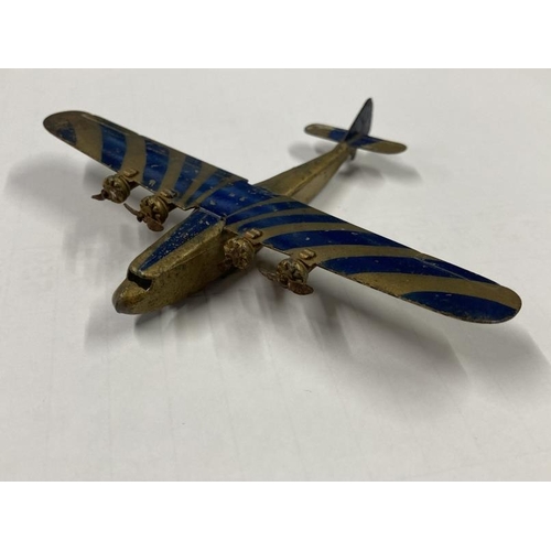 317A - Toys: Die-Cast Dinky 60a Imperial Airways liner 1934-36, Glod/Blue. Bogey wheels missing, no box, pl... 