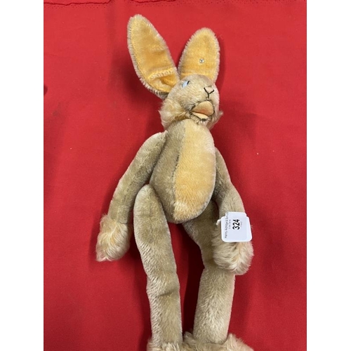 324 - Toys: 20th cent. Steiff plush rabbit, chrome stud right ear. 18ins.